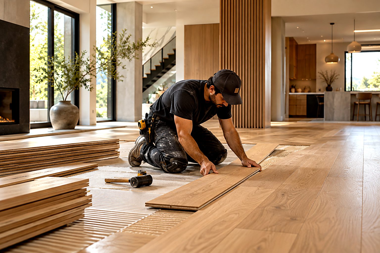Hardwood floor installation in Toronto — craftsmanship detail